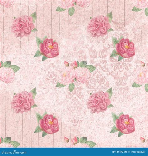 Shabby Chic Background Collage Paper Pink Roses Romantic Feminine