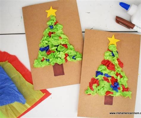 Tissue Paper Christmas Tree Card Craft