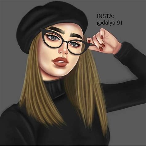 A Digital Painting Of A Woman Wearing Glasses And A Beret With Long