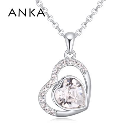 Anka Christmas T Heart Shape Crystal Pendant Necklaces For Women Fashion Jewelry Main Stone