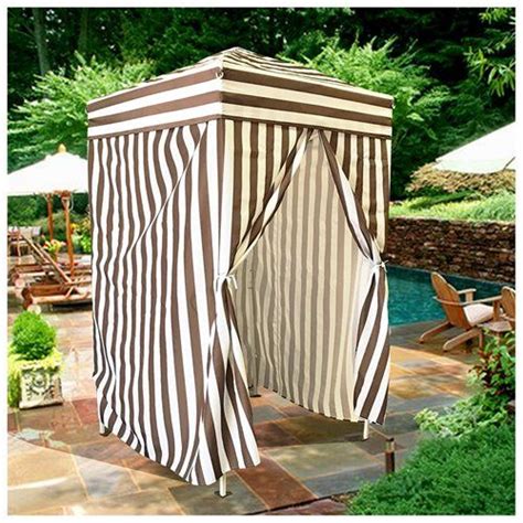 Apontus Striped Shower Room Changing Cabana Tent Patio Beach Pool Brown