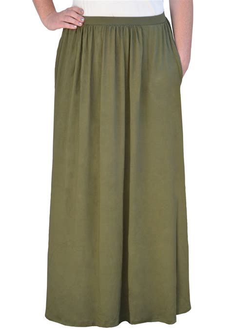 Kosher Casual Womens Modest Long Flowing Skirt With Pockets