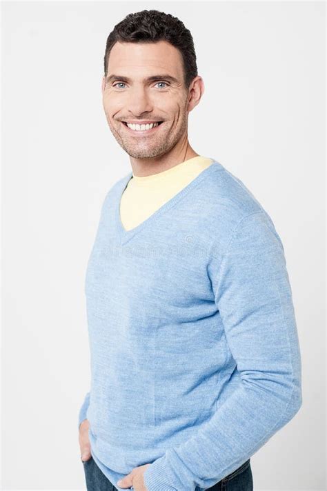 Handsome Man Posing Casually Stock Photo Image Of Sideways Casual