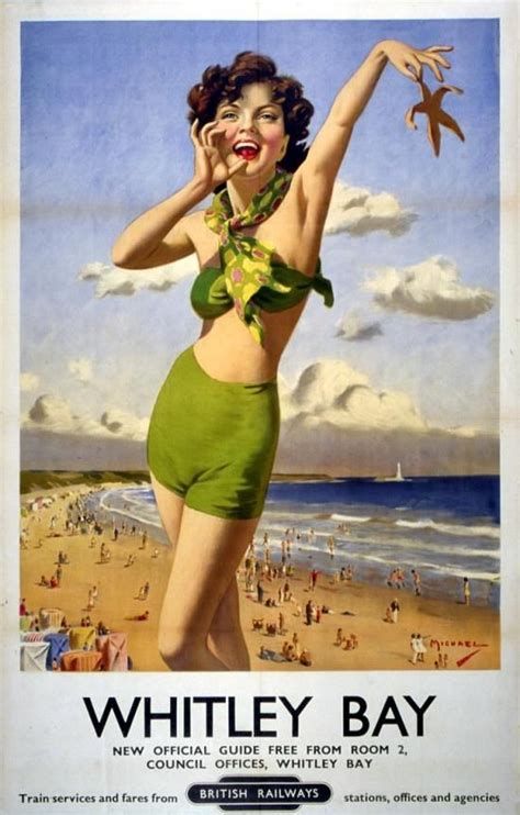 S Girl In A Bikini Advertising The Seaside At Whitley Bay Vintage