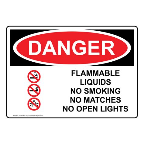 Osha Danger Flammable Liquids Stored Here Sign Ode Flammable