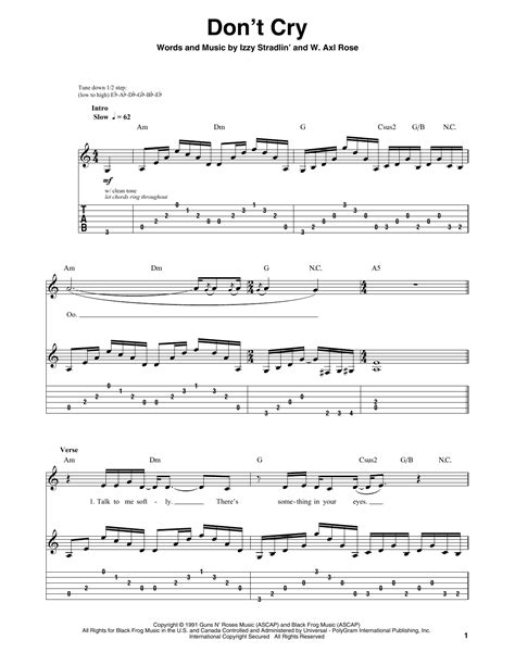 don t cry by guns n roses guitar tab play along guitar instructor