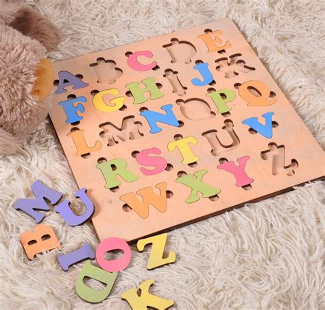 Busy Board Wooden Alphabet Puzzle Educational Toys Montessori Etsy
