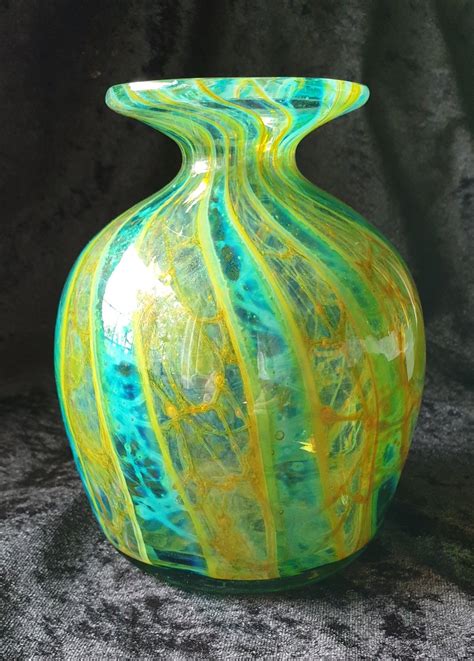 Antiques Atlas Mdina Glass Crystal Blue Stripe Vase