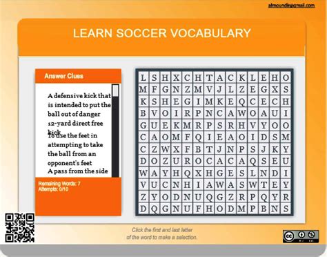 Learn Soccer Vocabulary Word Search Game (Interactive PDF) The best word search maker online: