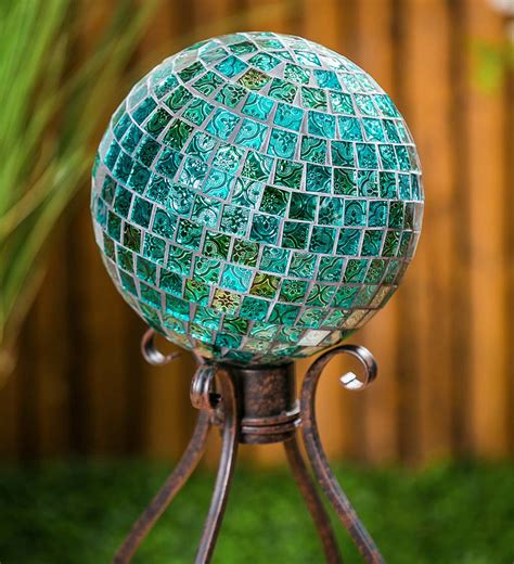 Mosaic Glass Gazing Garden Ball Greenleaf Wind And Weather