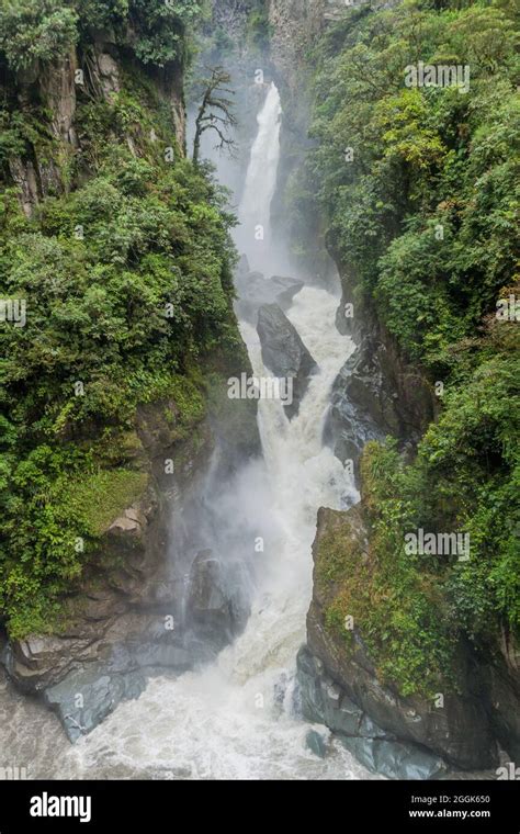 Pailon Del Diablo Devils Cauldron Waterfall Near Banos Town Ecuador