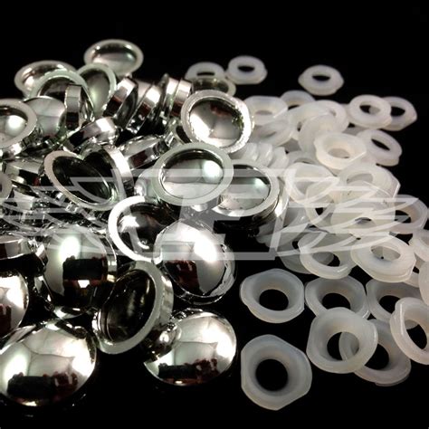 50 X Small Chrome Dome Screw Cover Caps For 6g And 8g Countersunk Screws