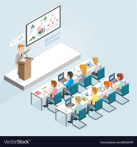Business Seminar Isometric Flat Style Royalty Free Vector