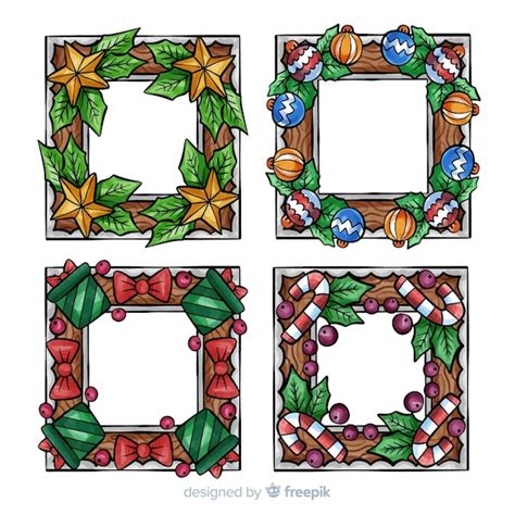 Free Vector Wood Christmas Frames