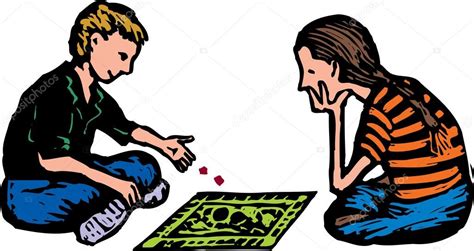 Enfréntate cara a cara con la inteligencia. Niño y niña jugando juego de mesa Imagen Vectorial de © ronjoe #29465791 | Depositphotos