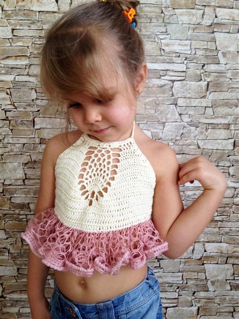 Crochet Toddler Baby Top Pineapple Ruffles Halter Top Summer Etsy In
