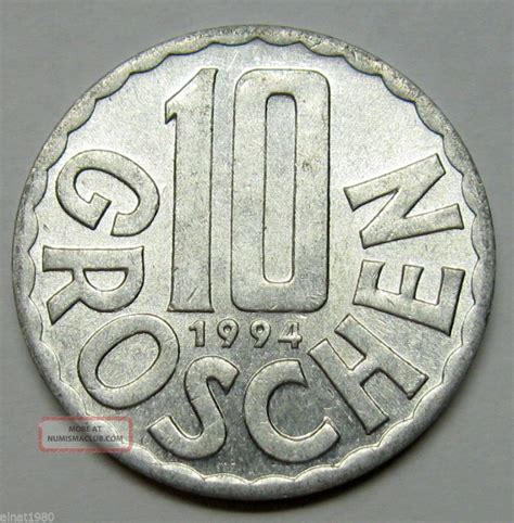 Austria 10 Groschen Coin Eagle 1994 Km 2878