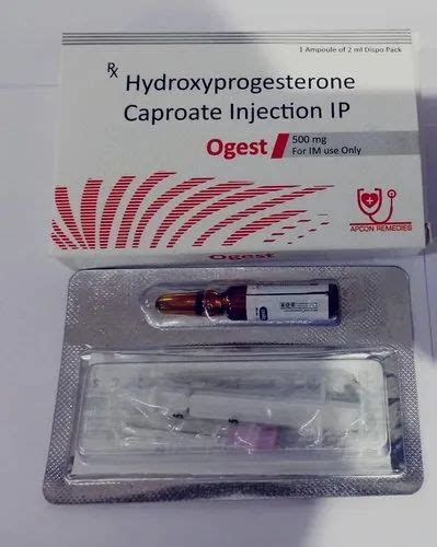 hydroxyprogesterone caproate injection ip 500mg packaging type box packaging size 1 ampoule