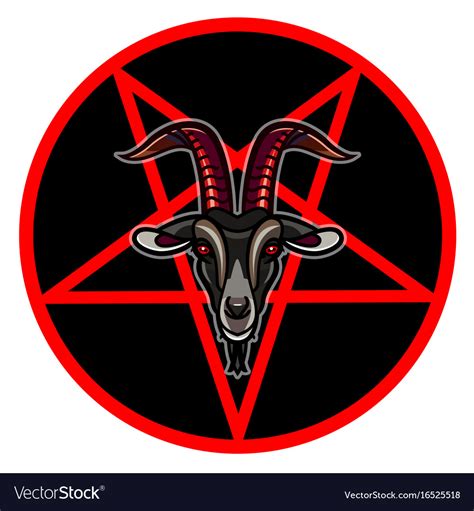 Pentagram With Demon Baphomet Satanic Goat Head Vector Image