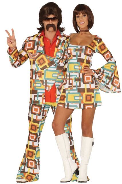 Couples Matching Ladies And Mens Retro 70s 1970s Disco Fancy Dress Costume Outfits Ebay