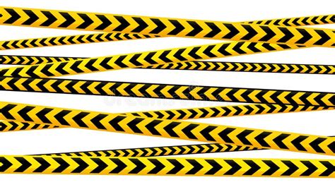 Crossed Caution Tape Set Yellow And Black Warning Stripes Stock