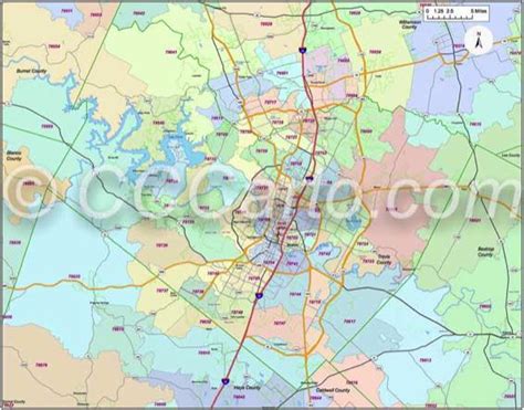 Austin Zip Codes Travis County Zip Code Boundary Map