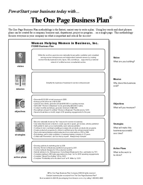 Short Business Plan One Page Business Plan Small Business Plan