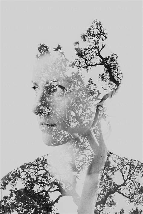 Double Exposure Of Young Woman With Trees By Stocksy Contributor Rob