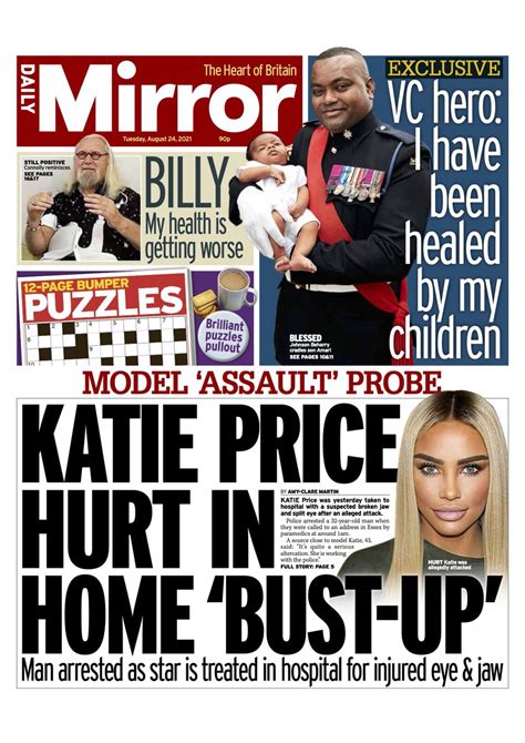 Daily Mirror Front Page 24th Of August 2021 Tomorrow S Papers Today