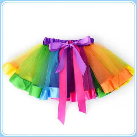 Lastest Puffy Girls Tutu Rainbow Short Skirts Knee Length Tulle Mini