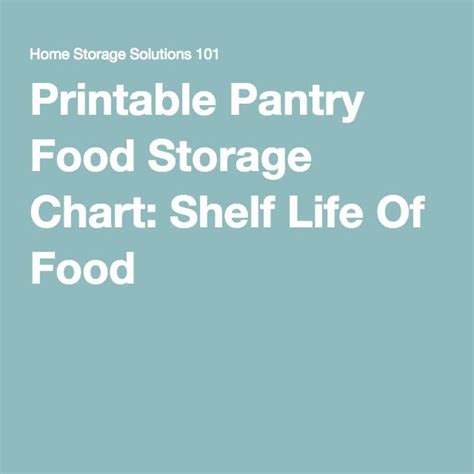 Printable Pantry Food Storage Chart Shelf Life Of Food Food Storage