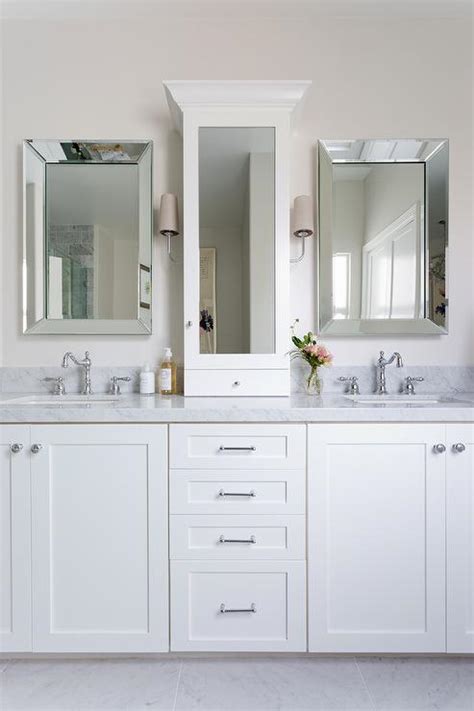 White Glass Front Bathroom Cabinets Contemporary Bathroom Storage