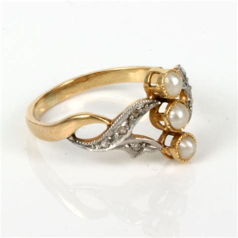 Buy Pearl And Diamond Art Nouveau Era Ring Sold Items Sold Jewellery