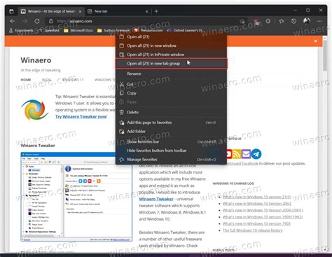 Edge Now Can Open Bookmarks As Tab Group