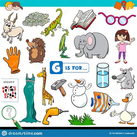 G Is For Words Educational Task For Children Stock Vector