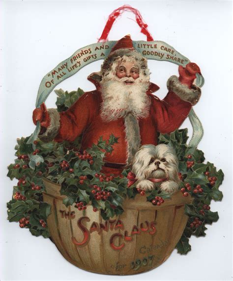 The Santa Claus Calendar For 1907 Vintage Christmas Cards Christmas