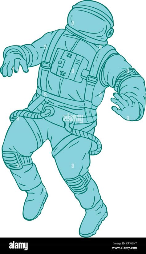 Drawing Sketch Style Illustration Of An Astronaut Cosmonaut Or