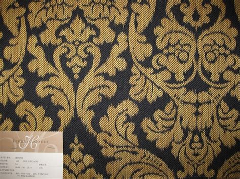 Soft Black Stirated Gold Damask Tapestry Designer Fabric