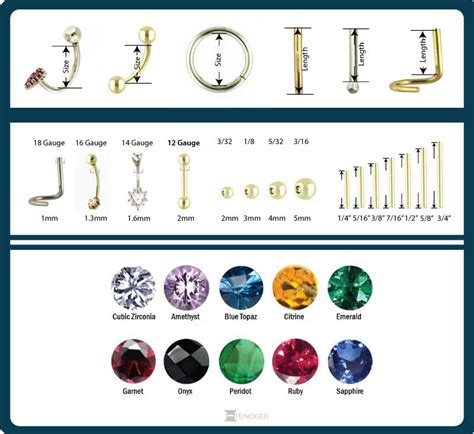 Body Jewelry Size Chart Visually