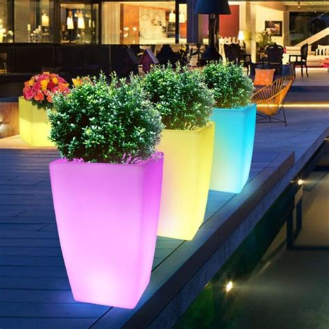 Plastic Led Flower Pots Light Up Pots Lighting Pot Pe Material And High