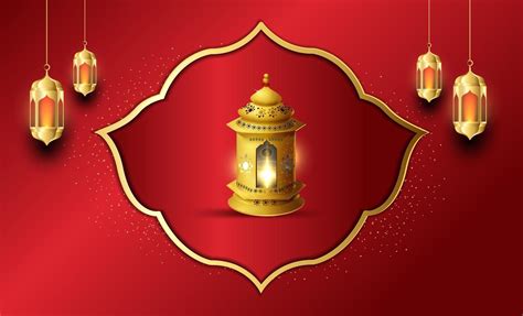 Luxury Ramadan Kareem Banner In Red And Gold Style 20200036 Vector Art