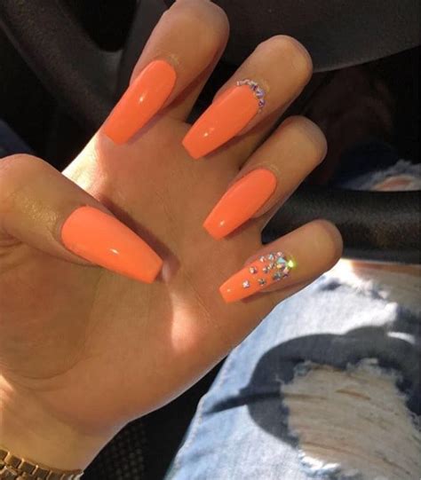 Choose a matte or glossy finish. Follow: @Tropic_M for more ️ | Orange acrylic nails, Shiny ...