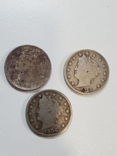 3 Barber Nickels 1888 1906 And 1912 Antique Typerare Coins Ebay