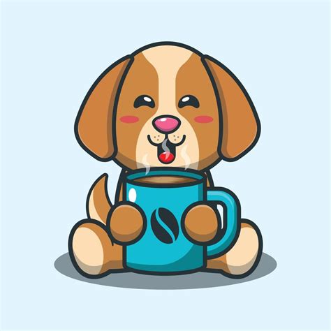 Cute Dog With Hot Coffee Cartoon Vector Illustration 6595116 Vector