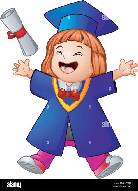Vector Illustration Of Happy Graduation Girl Cartoon Stock Vector Image