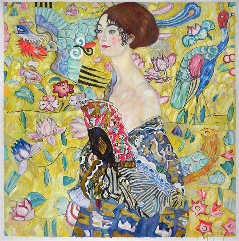 Lady With Fan Gustav Klimt Hand Painted Oil Paintingwoman Etsy