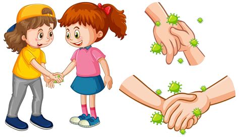 Kids touching hands spreading virus - Download Free Vectors, Clipart Graphics & Vector Art