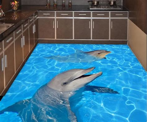 Home Decoration Waterproof Adhesive Pvc Flooring Wear Stickers Dolphins