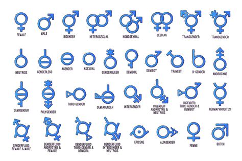 Colecciones De Símbolos De Género Signos De Orientación Sexual Vector Vector Premium