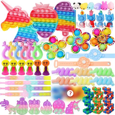 55Pcs Fidget Toys, Fidget PopIts Pack Popper Mini Bulk Toy Set for